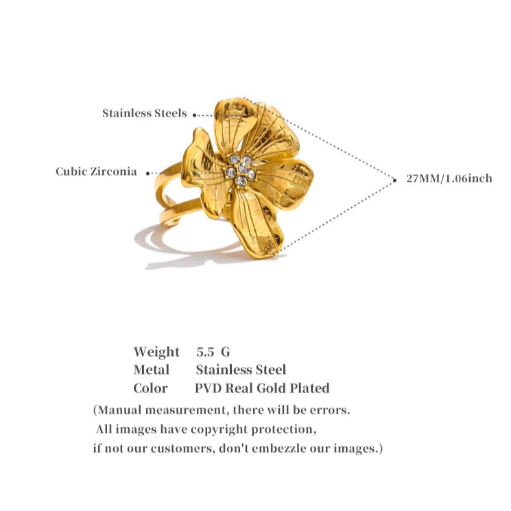 Adjustable Golden Flower Ring