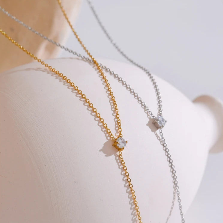 Long Drop Necklace with Cubic Zirconia