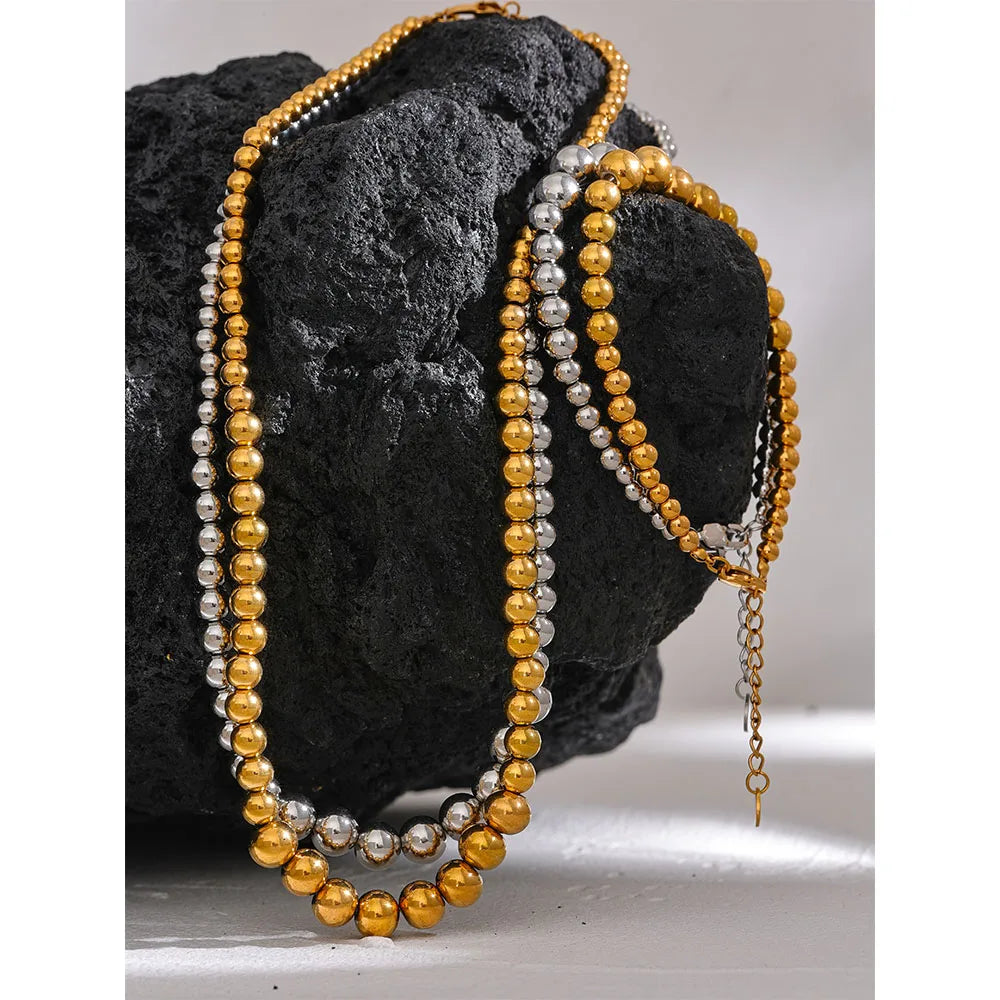 Beaded Chain Necklace and Bracelet