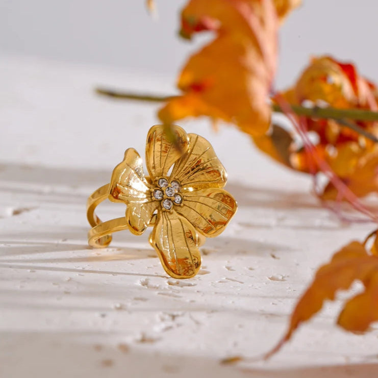 Adjustable Golden Flower Ring