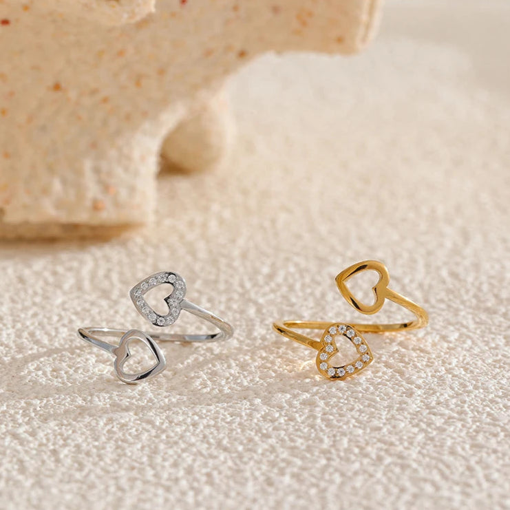Adjustable Heart Hollow Ring