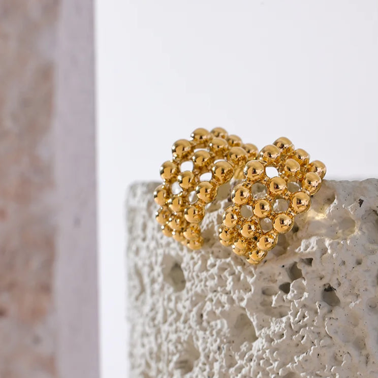 Beaded Layered C-Shape Huggie Earrings