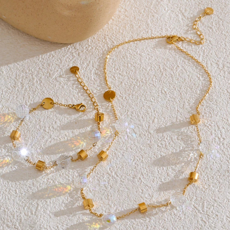 Crystal Chain Necklace & Bracelet Set