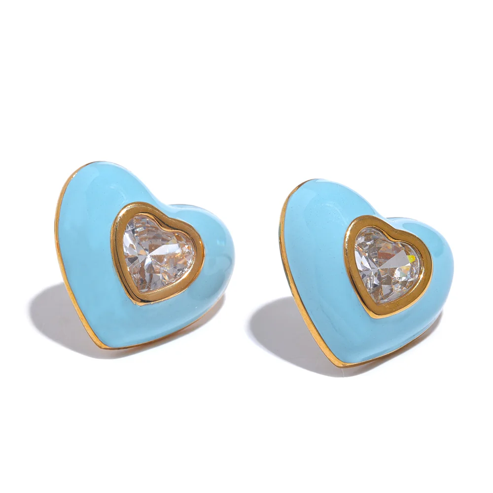Colorful Heart Stud Earrings