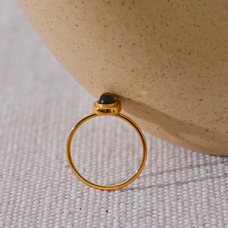 Oval Natural Stone Thin Ring