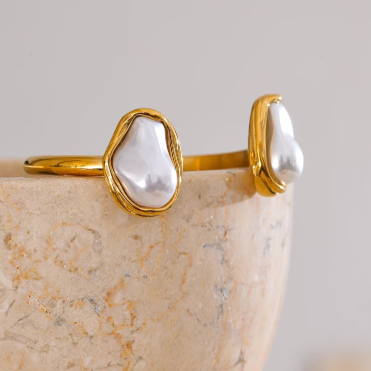 Cuff Bracelet with Baroque Simulated Pearls