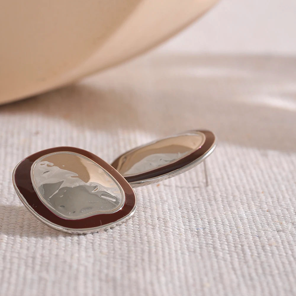 Bold Irregular Enamel Stud Earrings
