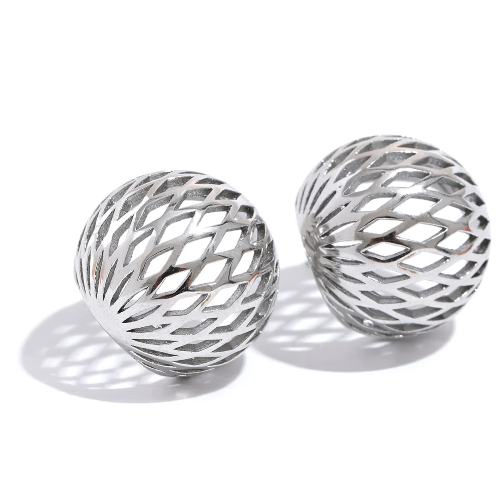 Geometric Hollow Round Stud Earrings