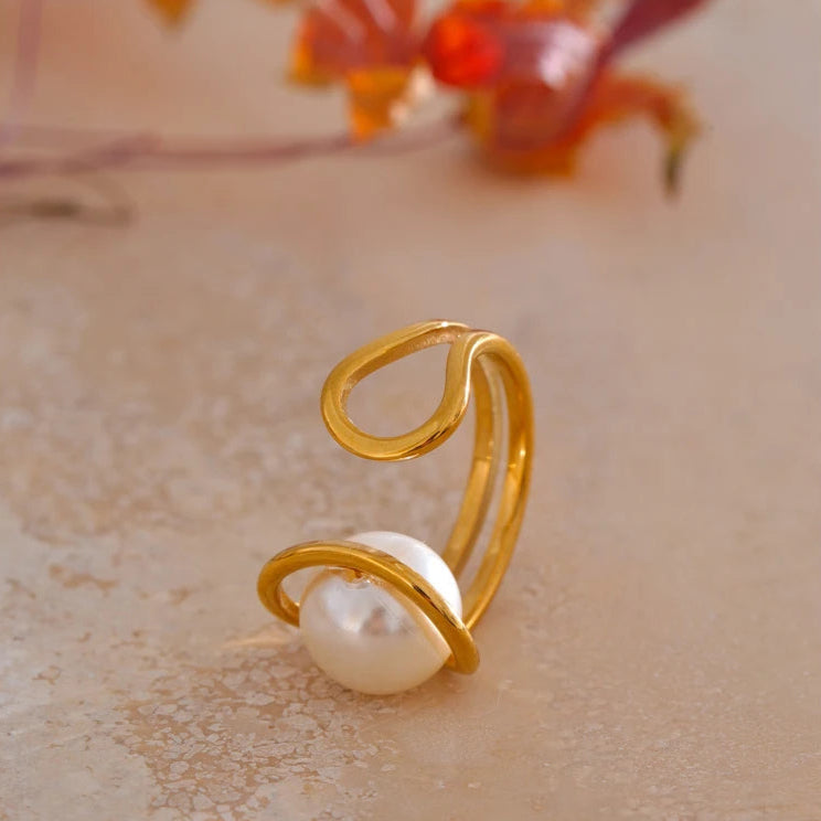 Simulated Pearl Open Ring