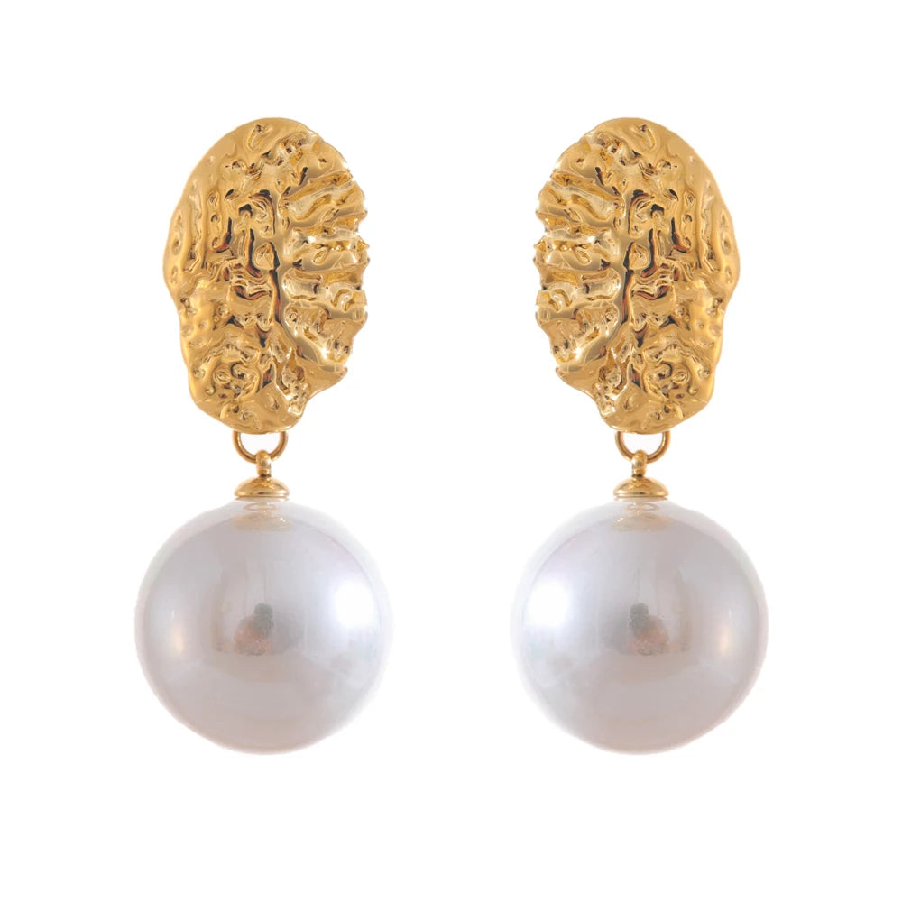 Geometric Pearl Drop Earrings