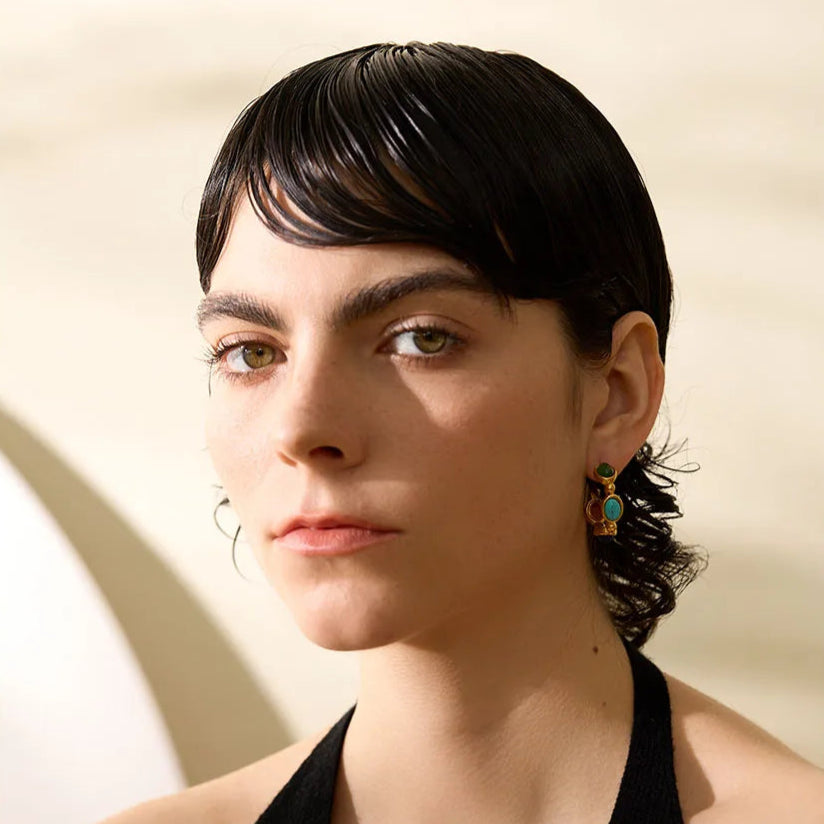 Aria Vintage Stone Hoop Earrings