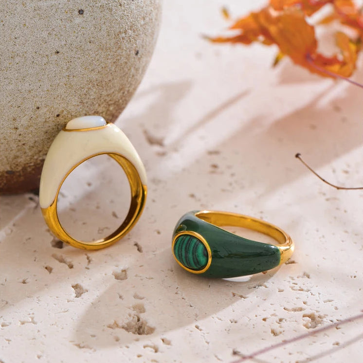 Ring with White Enamel