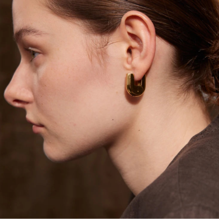 Glossy U-Shape Hollow Hoop Earrings
