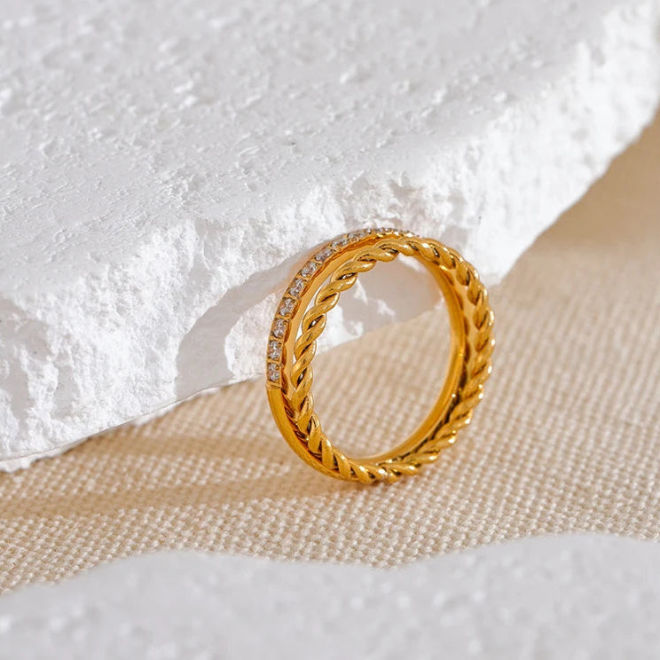 Delicate Double Round Chain Ring