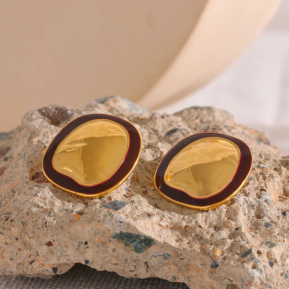Bold Irregular Enamel Stud Earrings