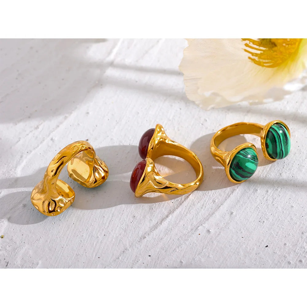 Vintage Geometric Stone Statement Ring