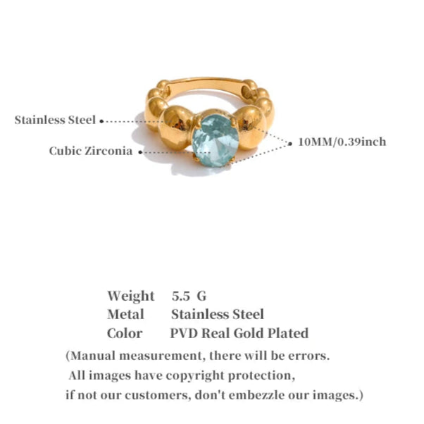 Blue Cubic Zirconia Ring