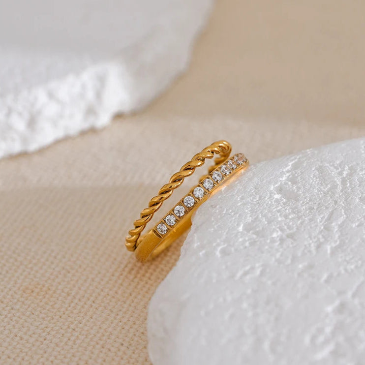 Delicate Double Round Chain Ring