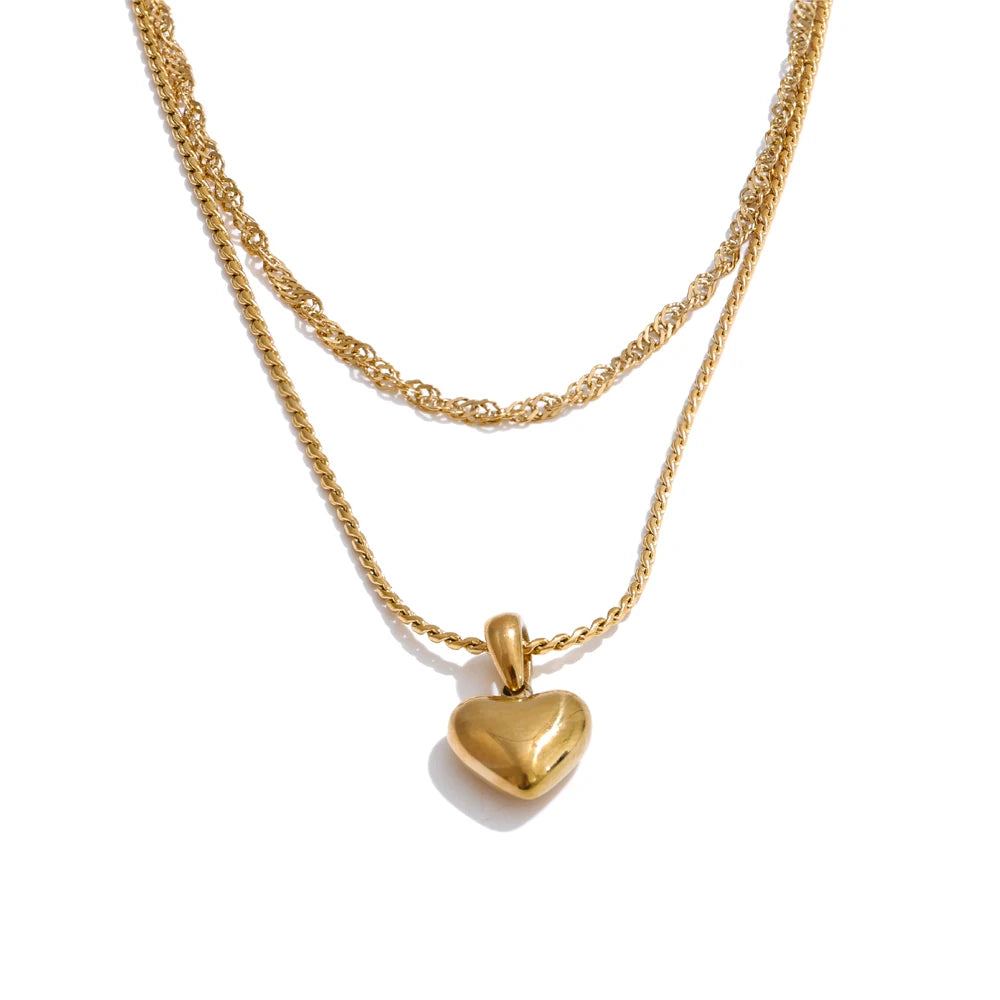 Double-Layer Heart Drop Necklace