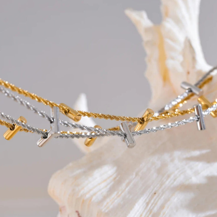 Gold & Platinum Tone Link Chain Necklace