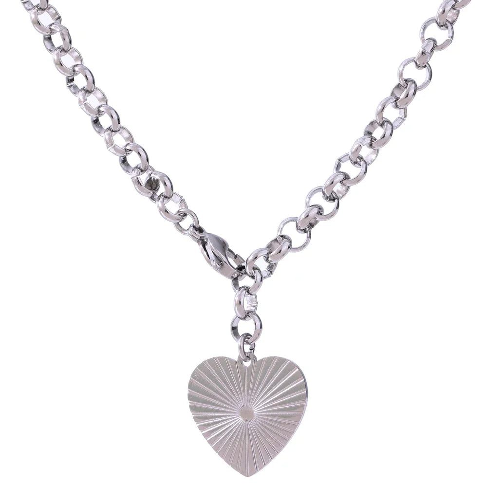 Romantic Heart and Rose Pendant Necklace