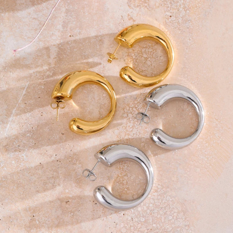 C-Shape Hoop Earrings