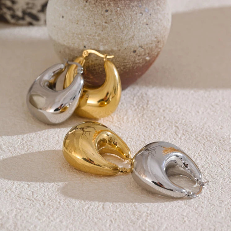 Glossy Chunky Hollow Hoop Earrings