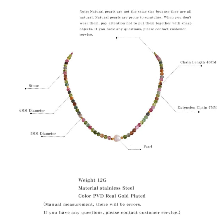 Multicolor Tourmaline & Pearl Beaded Necklace