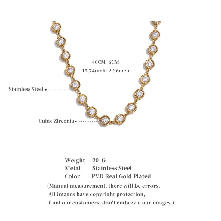 Cubic Zirconia Round Chain Necklace