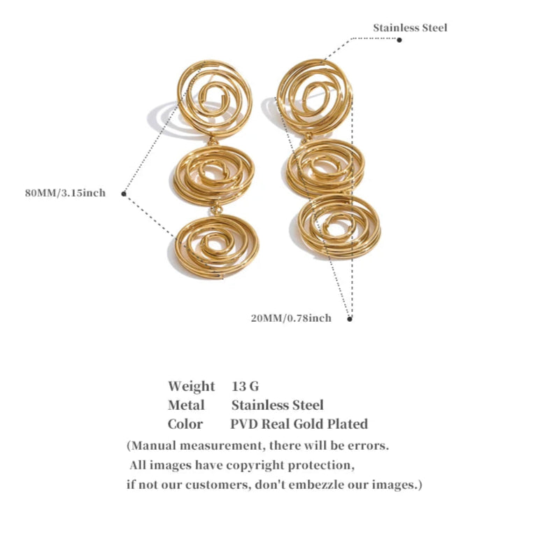 Hollow Round Long Drop Earrings