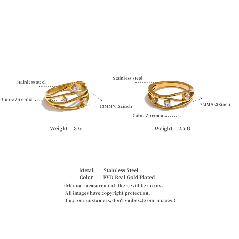 Geometric Hollow Ring with Cubic Zirconia