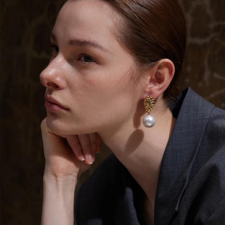 Geometric Pearl Drop Earrings