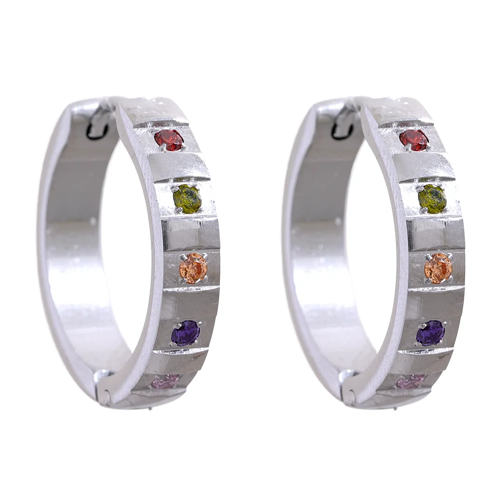 Colorful Zirconia Hoop Earrings