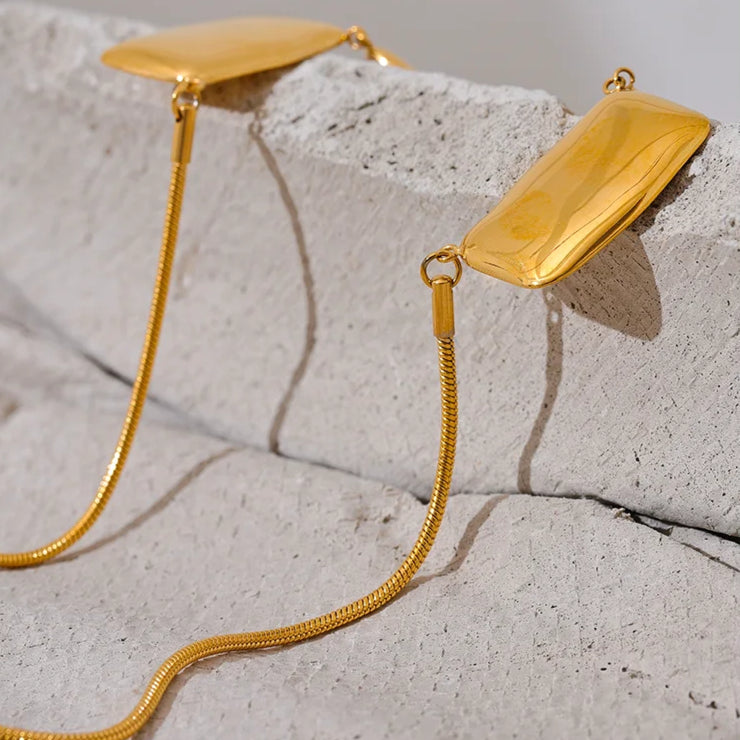 Geometric Square Pendant Collar Necklace