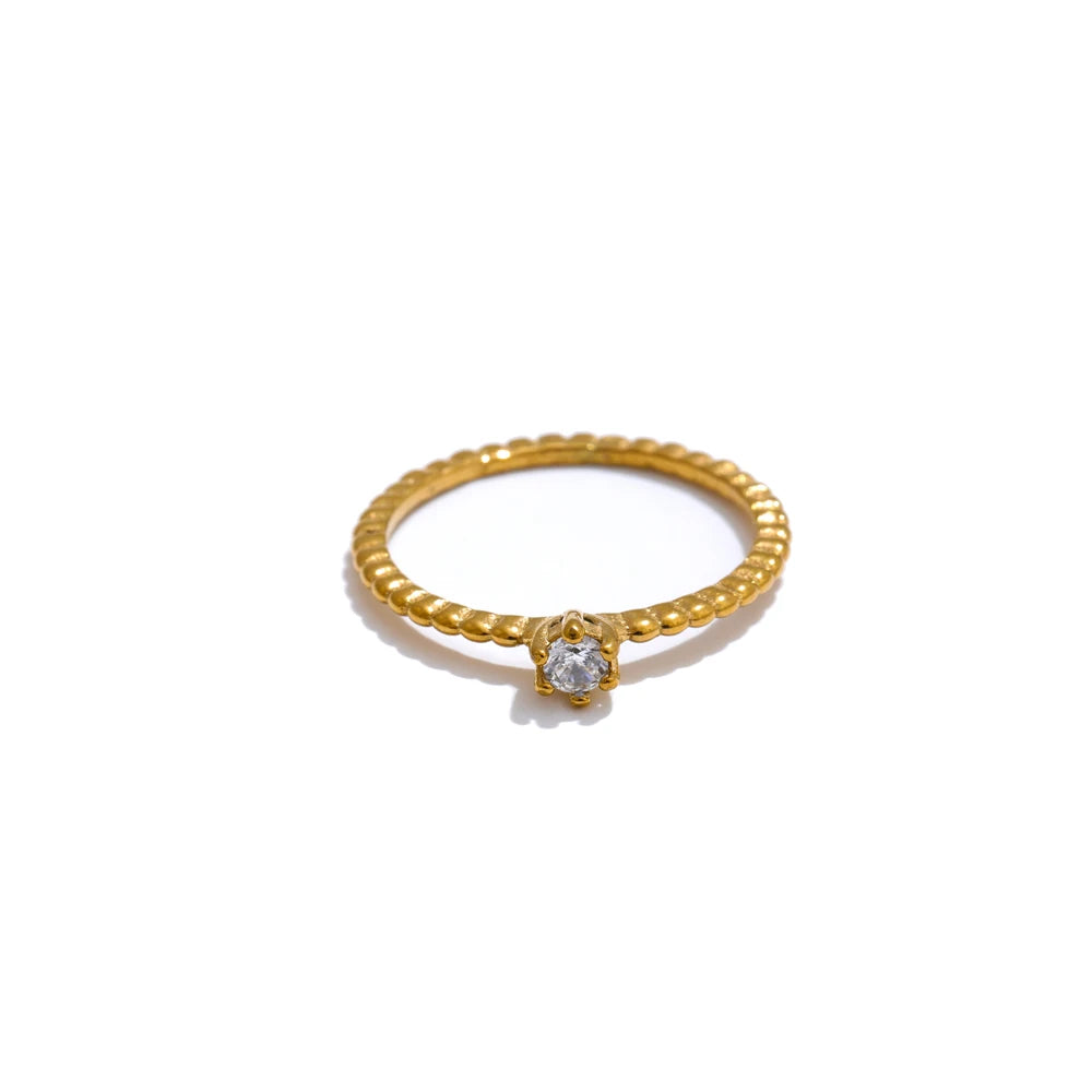 Elegant Thin Gold Cubic Zirconia Ring