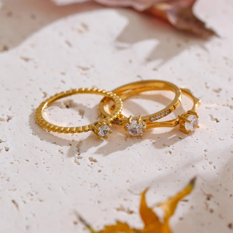 Elegant Thin Gold Cubic Zirconia Ring