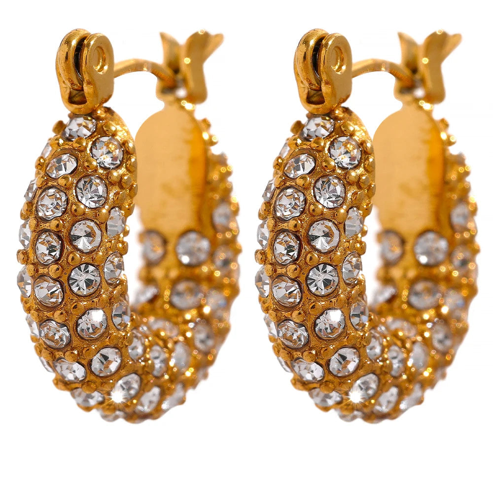 Chunky CZ Huggie Hoop Earrings