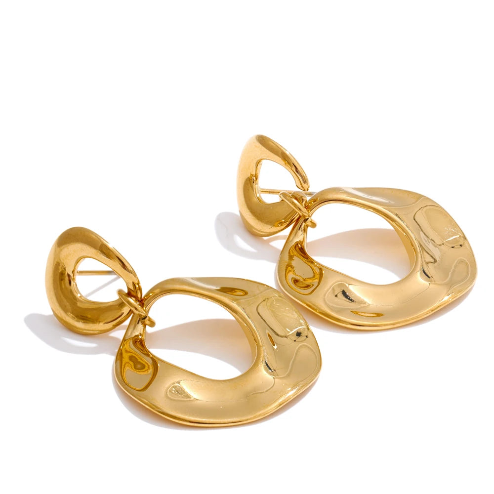 Glossy Geometric Drop Earrings