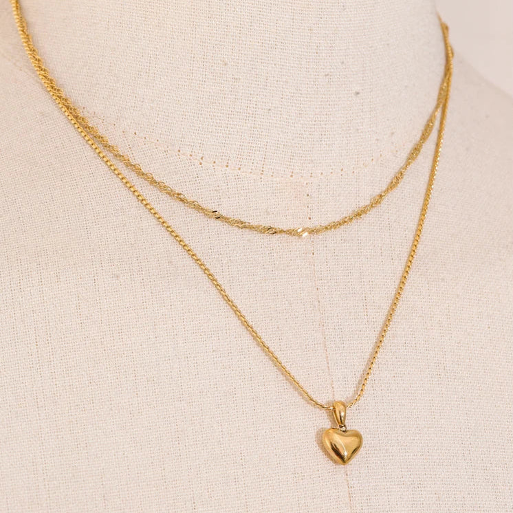 Double-Layer Heart Drop Necklace
