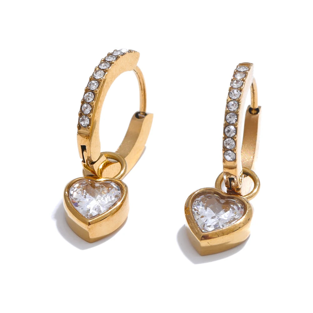 Amora Heart CZ Drop Earrings
