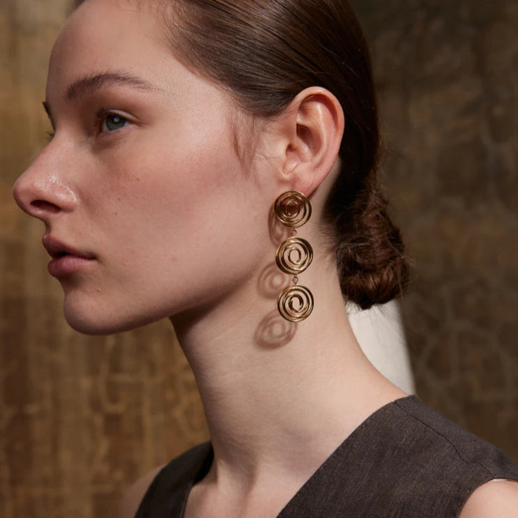 Hollow Round Long Drop Earrings