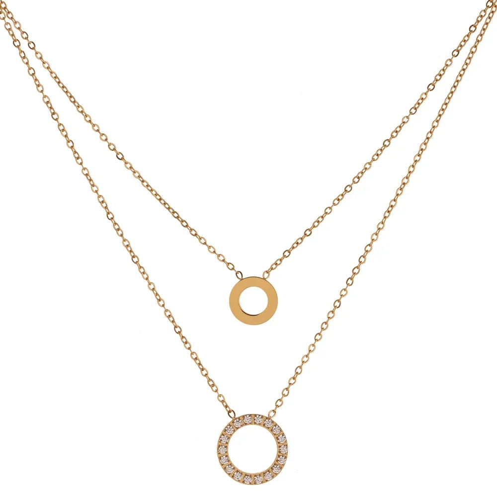 Layered Round Hollow Chain Choker Necklace
