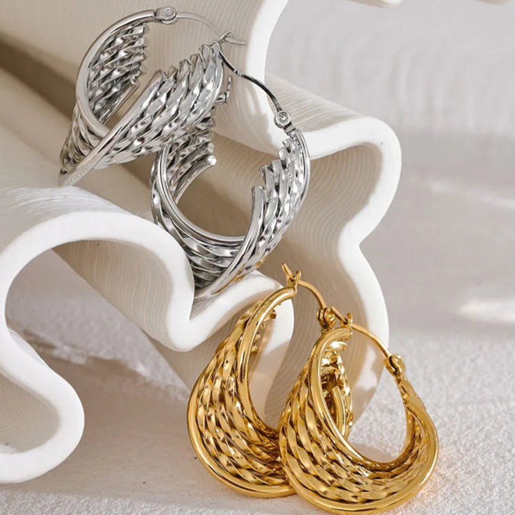 Twisted Hollow Hoop Earrings