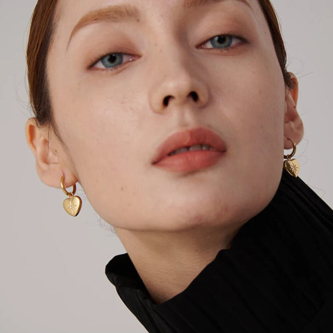 Heart Huggie Hoop Earrings
