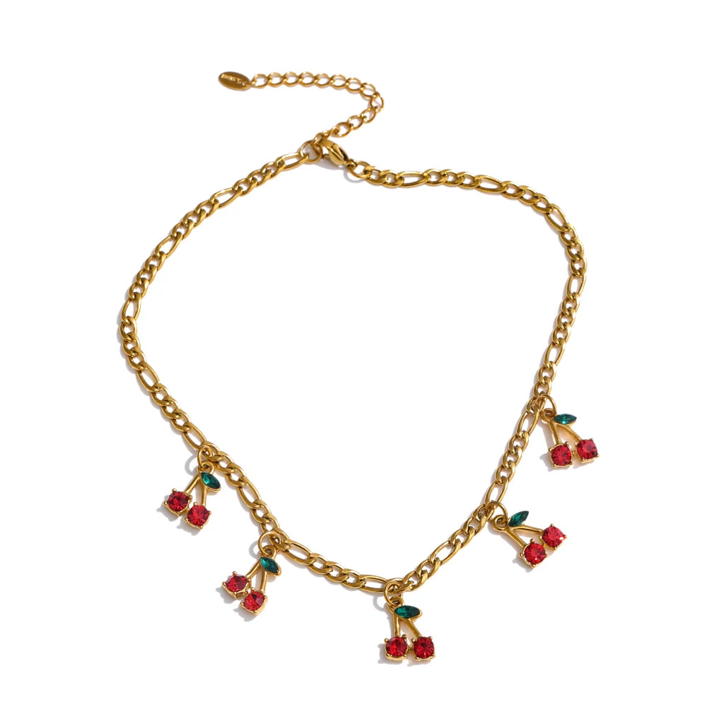 Cherry Cubic Zirconia Necklace & Bracelet Set