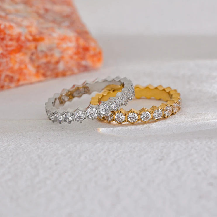 White Cubic Zirconia Thin Ring