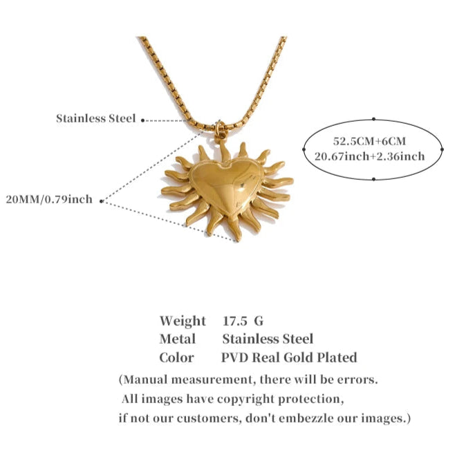 Sun & Heart Pendant Necklace