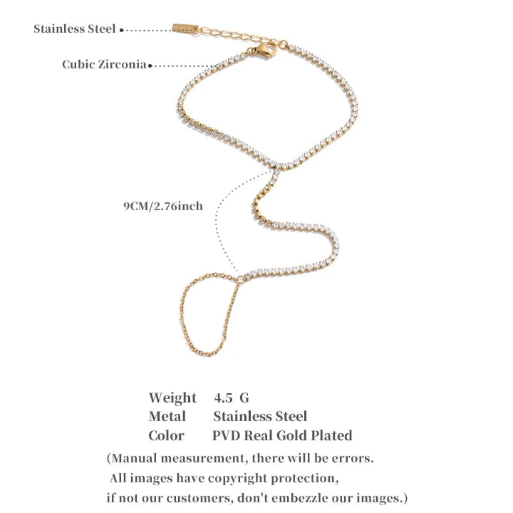Delicate Cubic Zirconia Hand Chain Bracelet