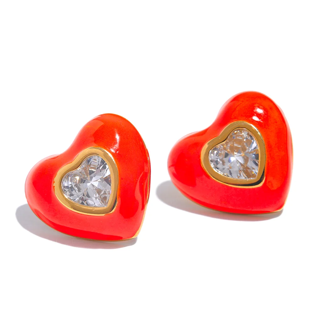 Colorful Heart Stud Earrings