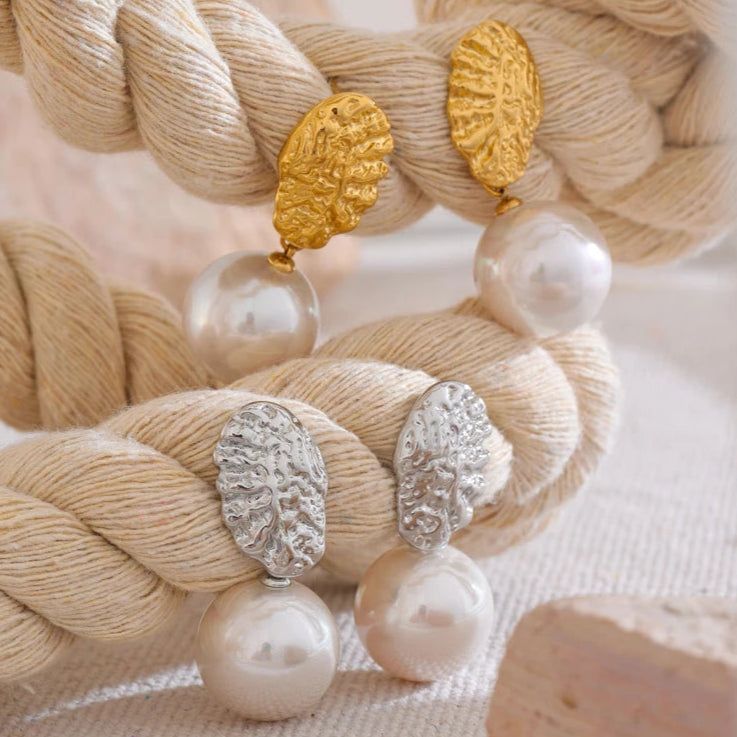 Geometric Pearl Drop Earrings